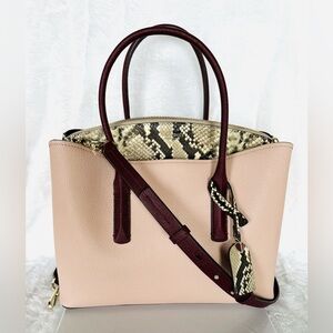 Kate Spade Pink and Burgundy Tote/Crossbody with Snake Print